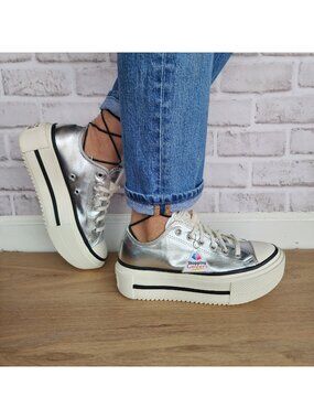 ⭐Converse Chuck Taylor Lift Double Stack 10.5 Women Shoes Sneaker Silver A16406C